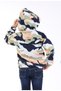Green Powder Patterned Hooded Unisex Children's Winter Fleece Coat with Pockets - 8