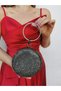 Women's Round Platinum Smoked Stone Bracelet Accessory Evening Dress Clutch Portfolio Bag - 5