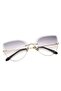 Women's Sunglasses Cat Eyes Design Gray Glass Frame - 3