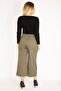 Women's Large Size Khaki Lycra Gabardine Fabric Front Pocket Trousers 65n35249 - 3