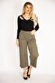 Women's Large Size Khaki Lycra Gabardine Fabric Front Pocket Trousers 65n35249 - 5