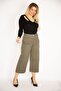 Women's Large Size Khaki Lycra Gabardine Fabric Front Pocket Trousers 65n35249 - 6