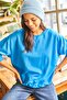 Women's Plain Blue Basic Soft Textured Casual Sweatshirt SWT-19000457 - 2
