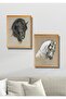 2 Piece Wood Frame Look Noble Horses Wall Decor - Painting Set for Living Room Kitchen Bedroom - 2