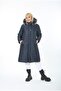 Women's Navy Blue Puffer Quilted Large Size Coat