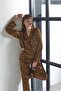 Leopard Patterned Satin Pajama Set