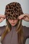 Dark Brown Leopard Patterned Plush Bucket Women's Hat - 6