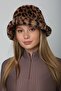 Dark Brown Plush Bucket - Leopard Patterned Women's Hat - 4