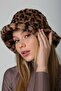 Dark Brown Plush Bucket - Leopard Patterned Women's Hat - 5