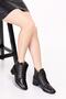 Genuine Leather Lace Detail Zippered Heeled Boots Anl.2427 - Black - 40 - 5