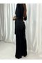 Women's Wide Leg Belted Velvet Fabric Jumpsuit Dress - 2