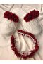 White Pearl Burgundy Flower Decorated Maternity Slippers Crown Set – Maternity Set – Maternity Set – Maternity Set
