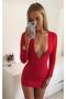 Tknfashion Chest-Cut Low-Cut Stretch Fabric Red Super Mini Dress Red Mini Dress Evening Dress 372 - 3