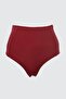 Bordo Hipster Süper Yüksek Bel Bikini Altı TBESS21BA0070 - 5