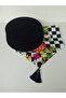 Checker Makkenzie Pumpkin Pattern Tasseled Runner 6 Black Supla American Service Set - 5