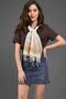 Women's Coral Printed Cotton Fringed Small Scarf - 3