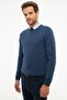 Men's Indigo Melange Slim Fit Crew Neck Basic Knitwear Sweater - 3