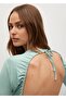 Women's Green Open Back Bodysuit - 6