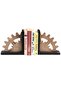 Black-Brown Decorative Wooden Book Holder with Wheel Figure - 2