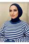 وشاح حجاب جاهز بمشبك تثبيت باللون الأزرق الداكن