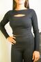Black Cut Out Detailed Crop Knitted Blouse - 2