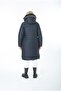 Women's Navy Blue Puffer Quilted Large Size Coat - 3
