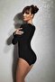 Women's Black Modal Deep Round Neck Long Sleeve Body - 2