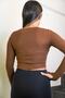 Brown Cut Out Detailed Crop Knitted Blouse - 4
