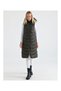 Women's Hat Furry Dense Fiber Filling Print Detailed Slim Fit Long Puffer Vest - 2