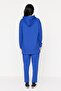 Cobalt Blue Hooded Slogan Printed Knitted Tracksuit Set Tctaw23En00059 - 5