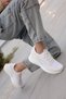 Women's White Daily Lace-up Flat Comfortable Sole Sneaker Anti-Sweat Comfortable Sports Shoes - 3