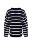 Navy Blue Casual Unisex Oversize Fit Wide Fit Crew Neck Striped Knitwear Sweater Tmnaw23Kz00285 - 8