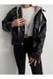 Hooded Gray Leather Jacket - 4