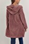 Women's Dusty Rose Hooded Soft Coat - 4
