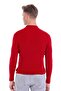 Red Slim Fit Ribbed Half Turtleneck Wool Sweater - 6
