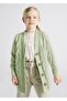 Girl's Green Cardigan Braided