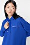 Cobalt Blue Hooded Slogan Printed Knitted Tracksuit Set Tctaw23En00059 - 3