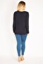 Women's Large Size Navy Blue Print Detailed Viscose Blouse 65n30456 - 2