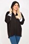 Women's Large Size Black Sleeve Detailed Sweatshirt 65n35307 - 4