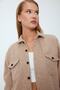 Women's Cream Slim Fit Pocketed Plaid Lumberjack Shirt-kkkodg001r26s - 2