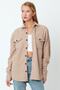Women's Cream Slim Fit Pocketed Plaid Lumberjack Shirt-kkkodg001r26s - 5