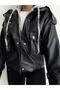 Hooded Gray Leather Jacket - 2