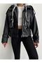 Hooded Gray Leather Jacket - 3