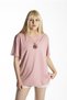 Women's Pink Front Chef Cat Printed Crew Neck Oversize Cotton T-shirt