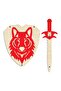 Wooden Wolf Headed Sword Shield Set
