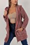 Women's Dusty Rose Hooded Soft Coat