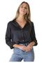 Women's Black Satin Shirt - 2