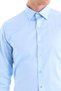 Blue Comfort Fit Plain 100% Cotton Slim Collar Long Sleeve Classic Satin Shirt - 6