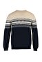 Navy Blue Slim Fit Woolen Bicycle Collar Panel Jacquard Knitwear Sweater Tmnaw21Kz0738 - 8