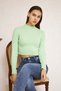 Women's Light Green Crop Body - 4